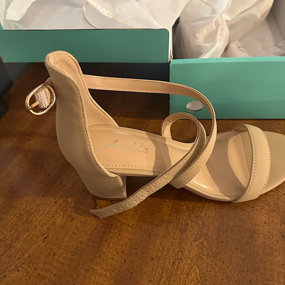 Ankis Tan Block Heels with Sophisticated Straps